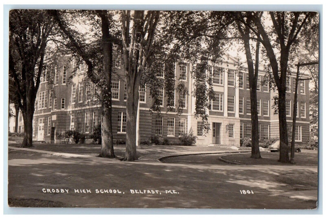 c1910's Crosby High School Building Campus Belfast Maine ME RPPC Photo Postcard