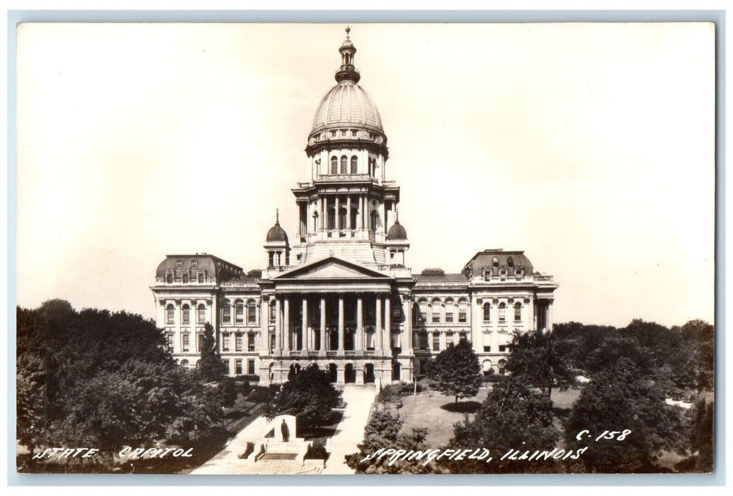 c1940's State Capitol Building Springfield Illinois IL RPPC Photo Postcard