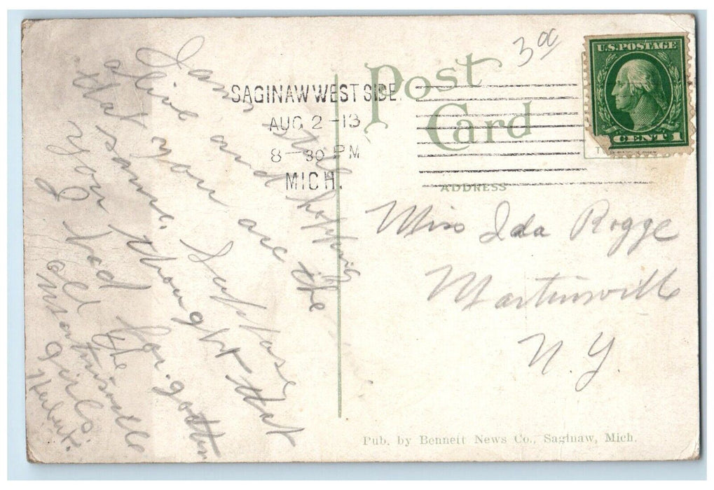 c1910 Manual Training School Building Saginaw Michigan Antique Vintage Postcard