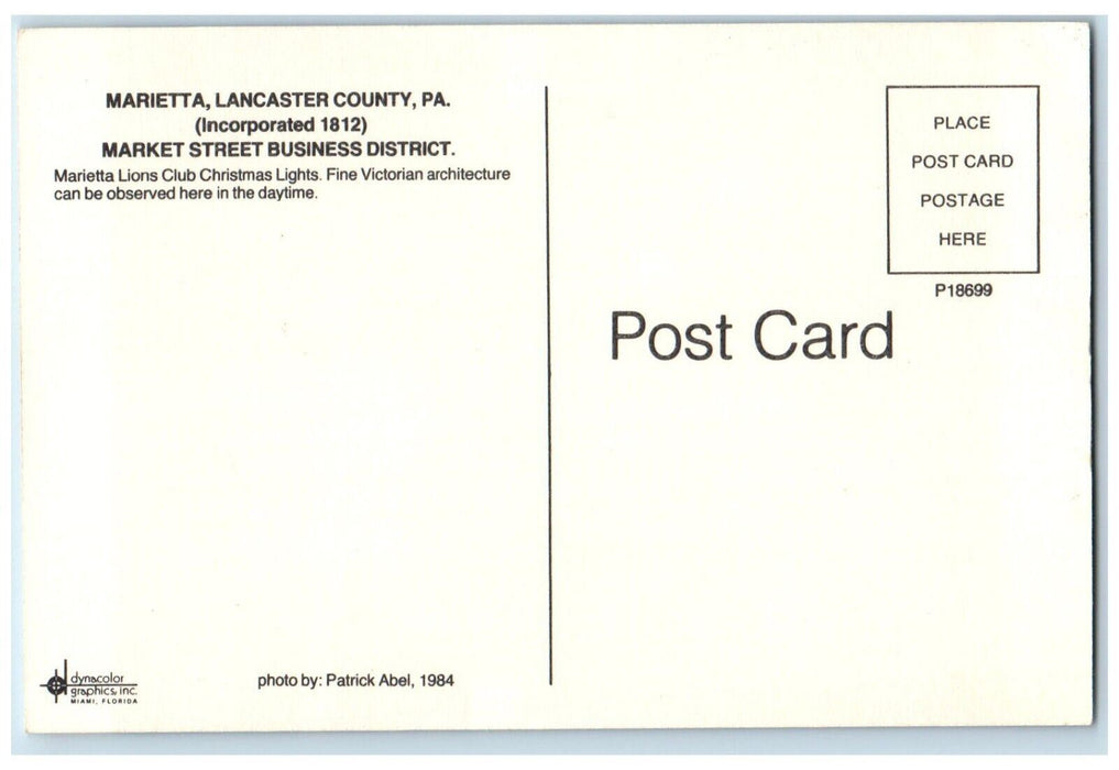 c1960 Marietta Market Street Business Lancaster County Pennsylvania PA Postcard