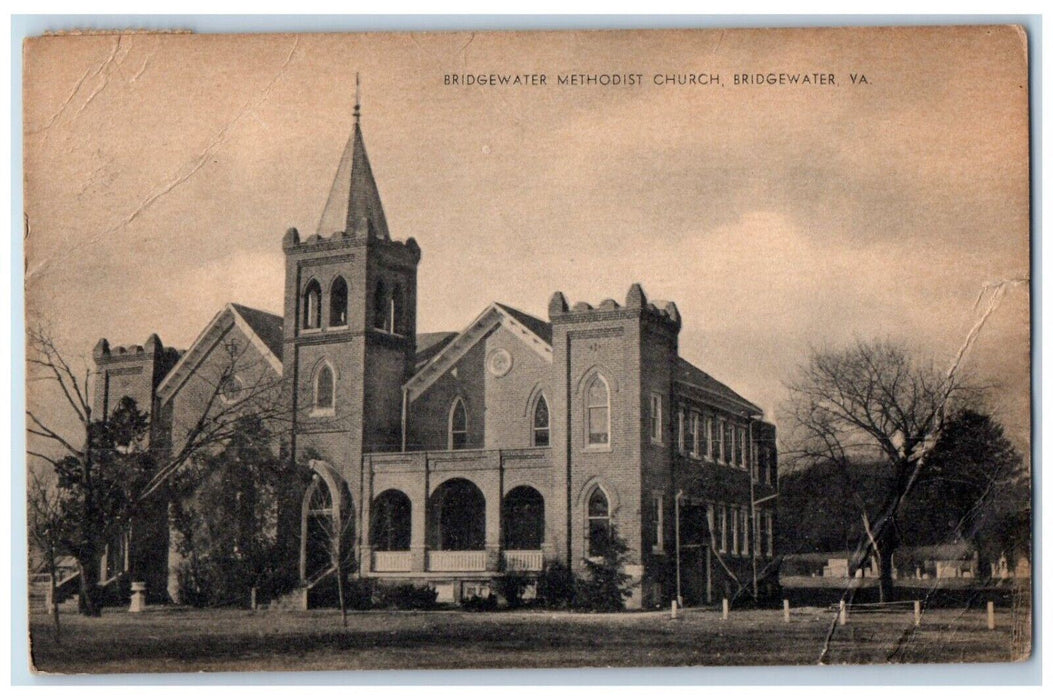 1952 Bridgewater Methodist Church Chapel Exterior Bridgewater Virginia Postcard