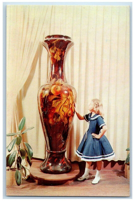 c1960 World's Largest Vase Hand Made Valley Pottery New Market Virginia Postcard