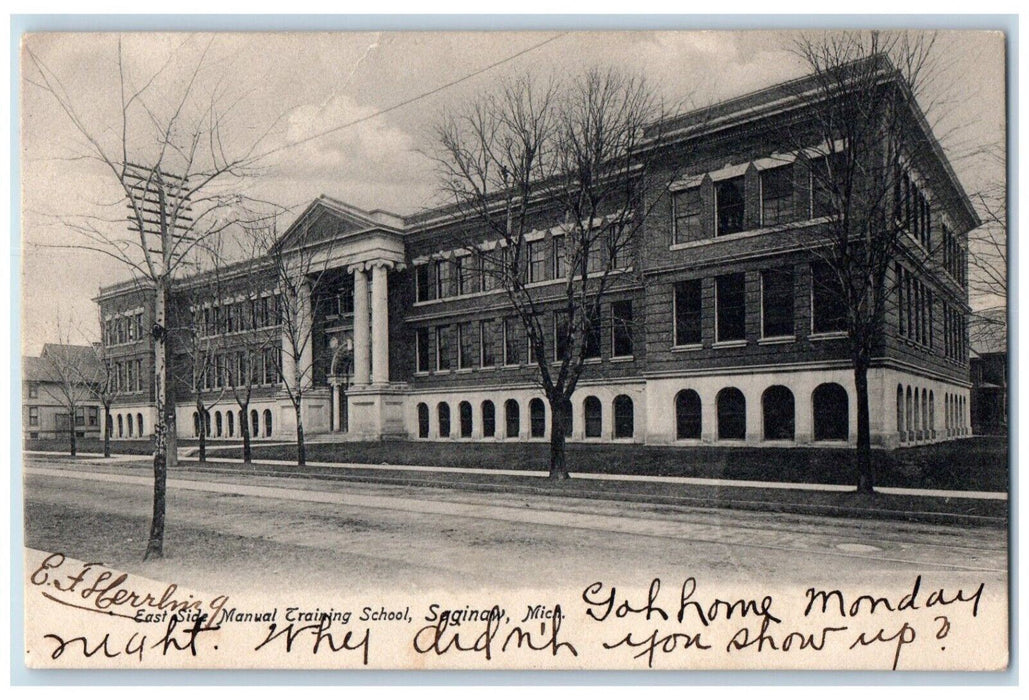 1906 East Side Manual Training School Saginaw Michigan Antique Posted Postcard