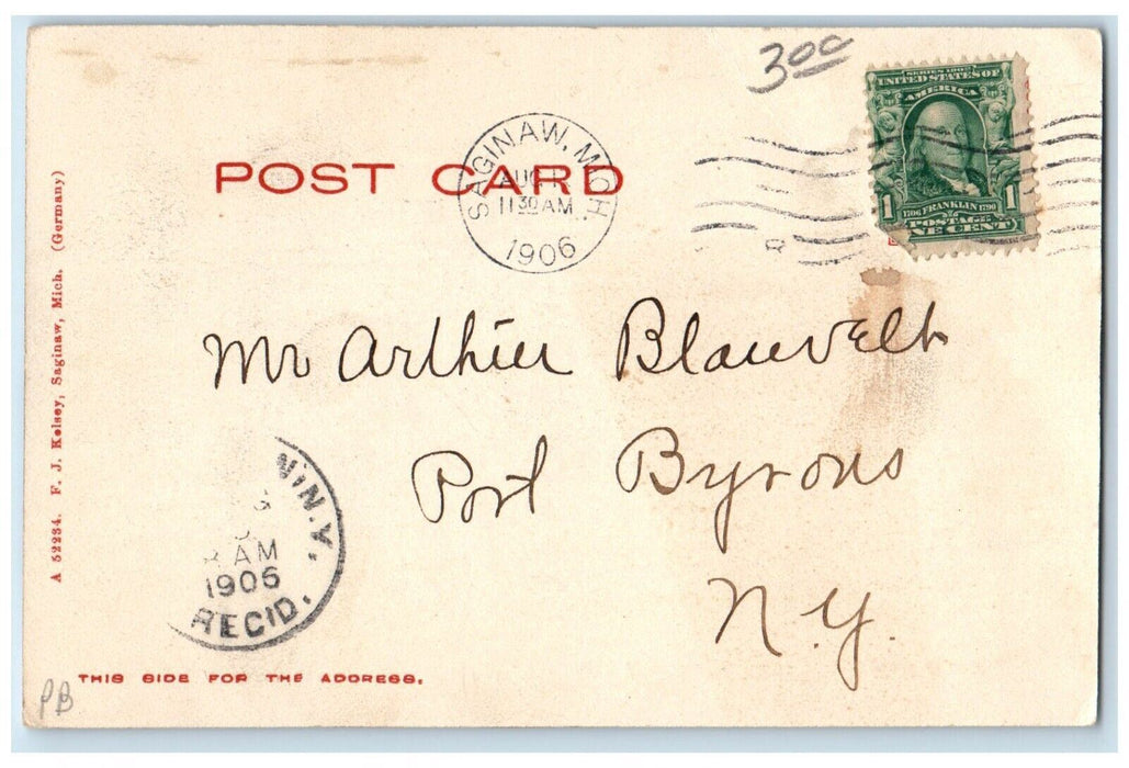 1906 East Side Manual Training School Saginaw Michigan Antique Posted Postcard