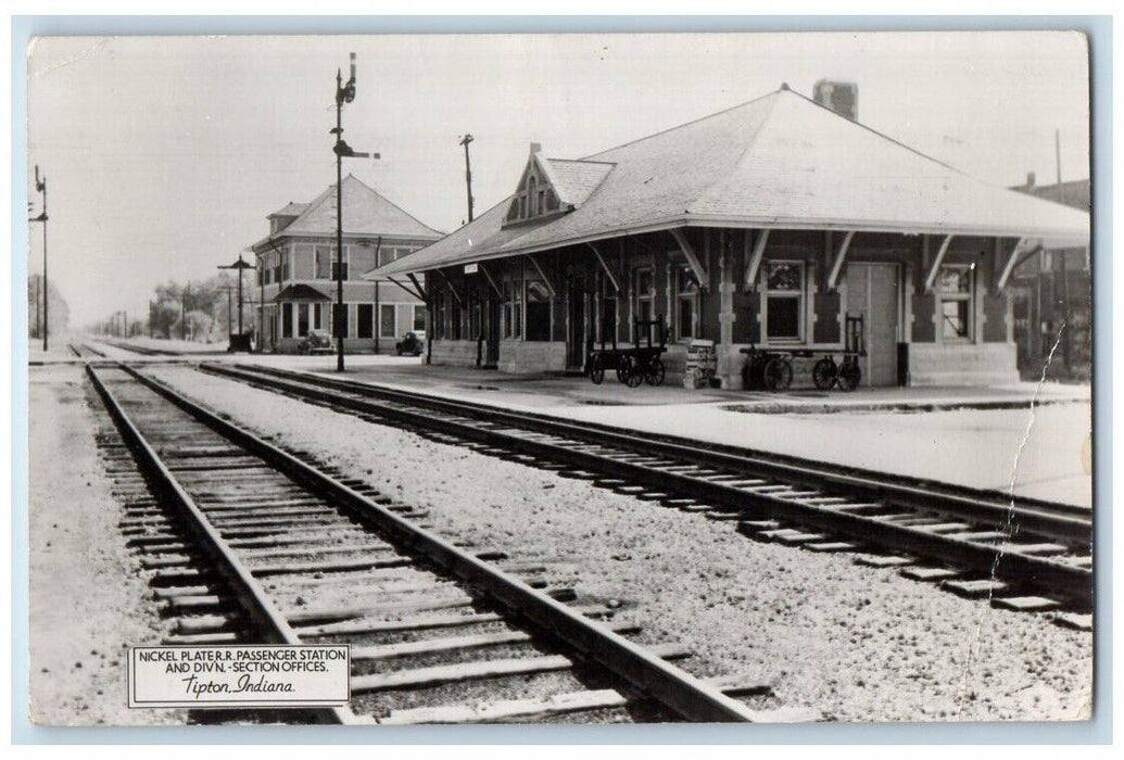 1952 Railroad Station And Section Offices Tipton Indiana IN RPPC Photo Postcard