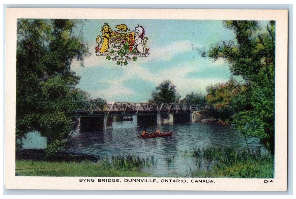 c1950's Byng Bridge Boating at Dunnville Ontario Canada Vintage Postcard