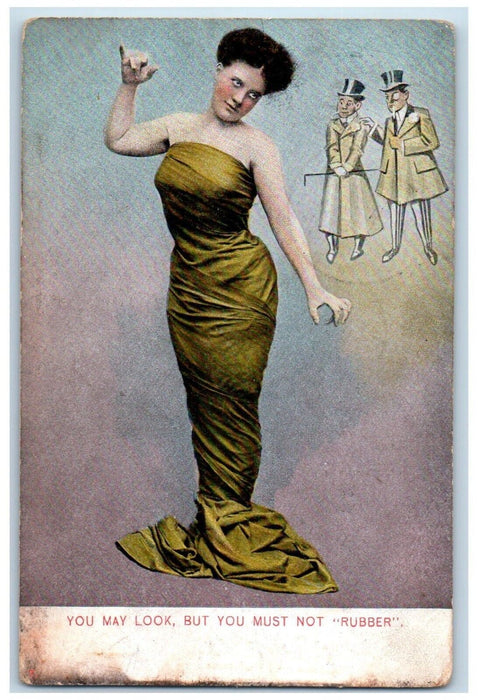 1907 Woman Dress Man Cigarette Rubber Risque Humor Roulet PA Antique Postcard