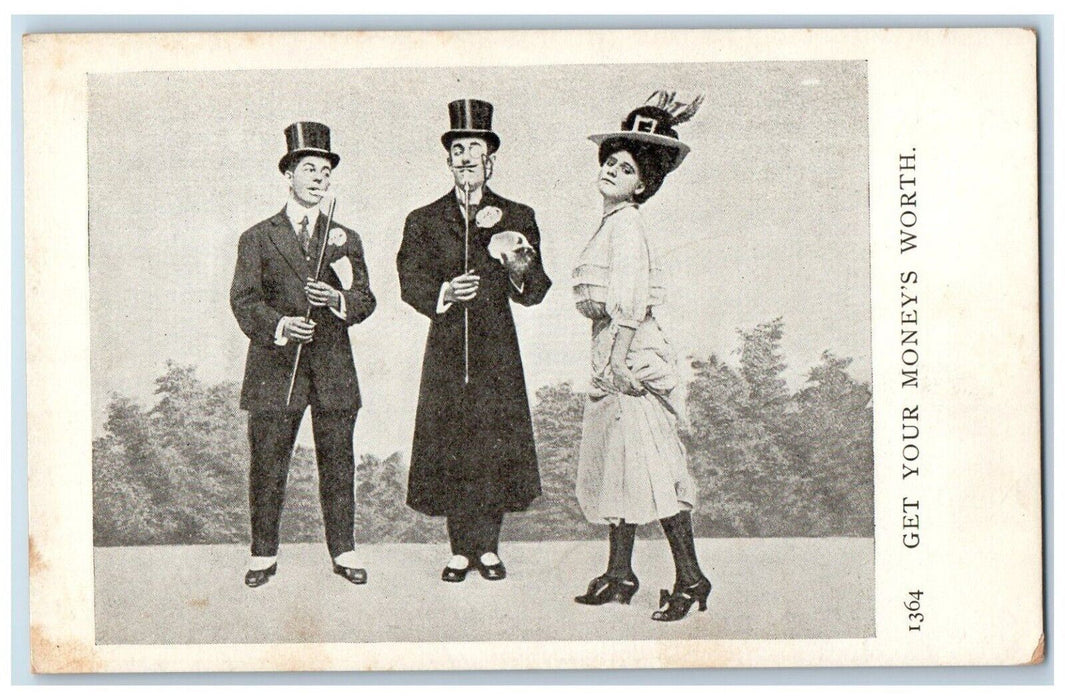 c1905 Rich Man Romance Humor Get Your Monkey's Worth Unposted Antique Postcard