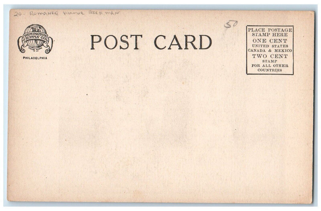 c1905 Rich Man Romance Humor Get Your Monkey's Worth Unposted Antique Postcard