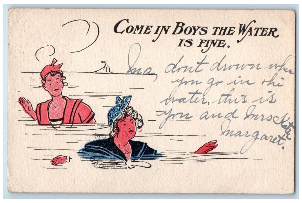 1909 Fat Girls Swimming Walkersville Maryland MD Posted Antique Postcard