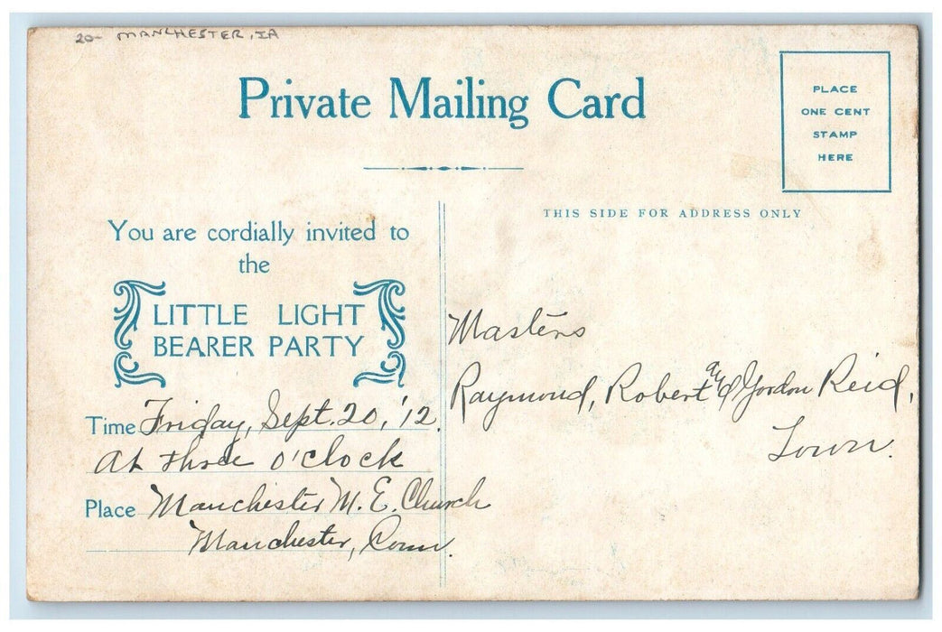 1912 Little Light Bearer Party Manchester Iowa IA Posted Antique Postcard