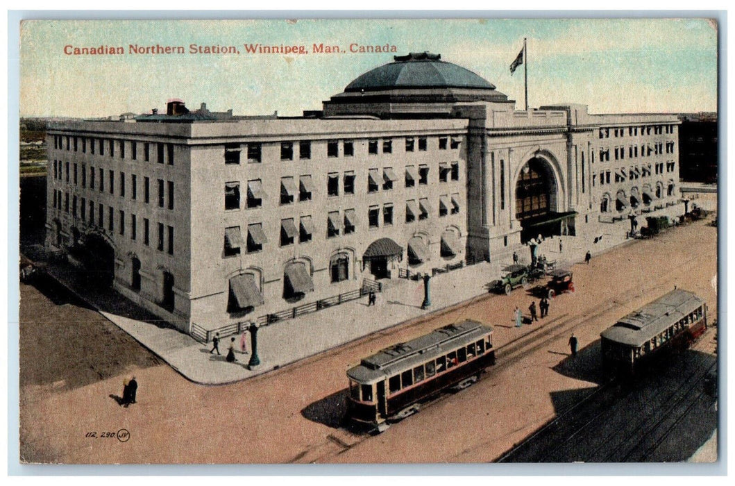 c1910 Canadian Northern Station Winnipeg Manitoba Canada Antique Postcard