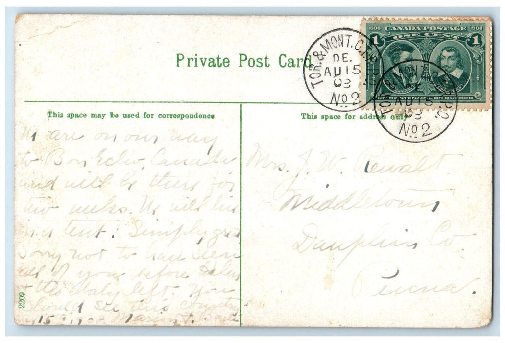 c1910 Entrance to Half Moon Bay St. Lawrence River Canada RPO Antique Postcard