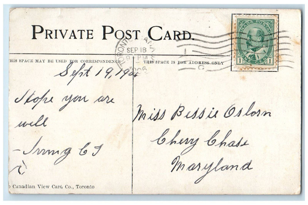 1906 Knox College Toronto Ontario Canada Antique Canadian View Card Postcard