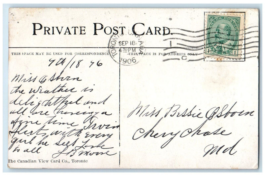 1906 Master University Toronto Ontario Canada Canadian View Card Postcard