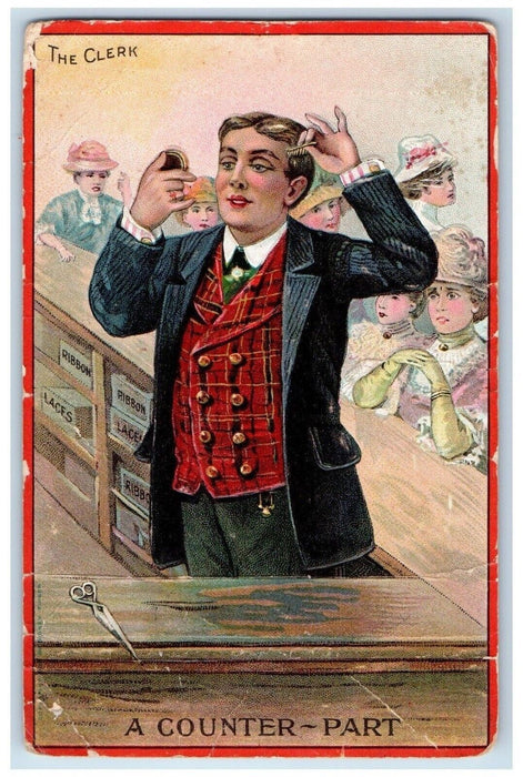 1910 The Clerk Counter Part Temperance Prohibition Newton Kansas KS Postcard