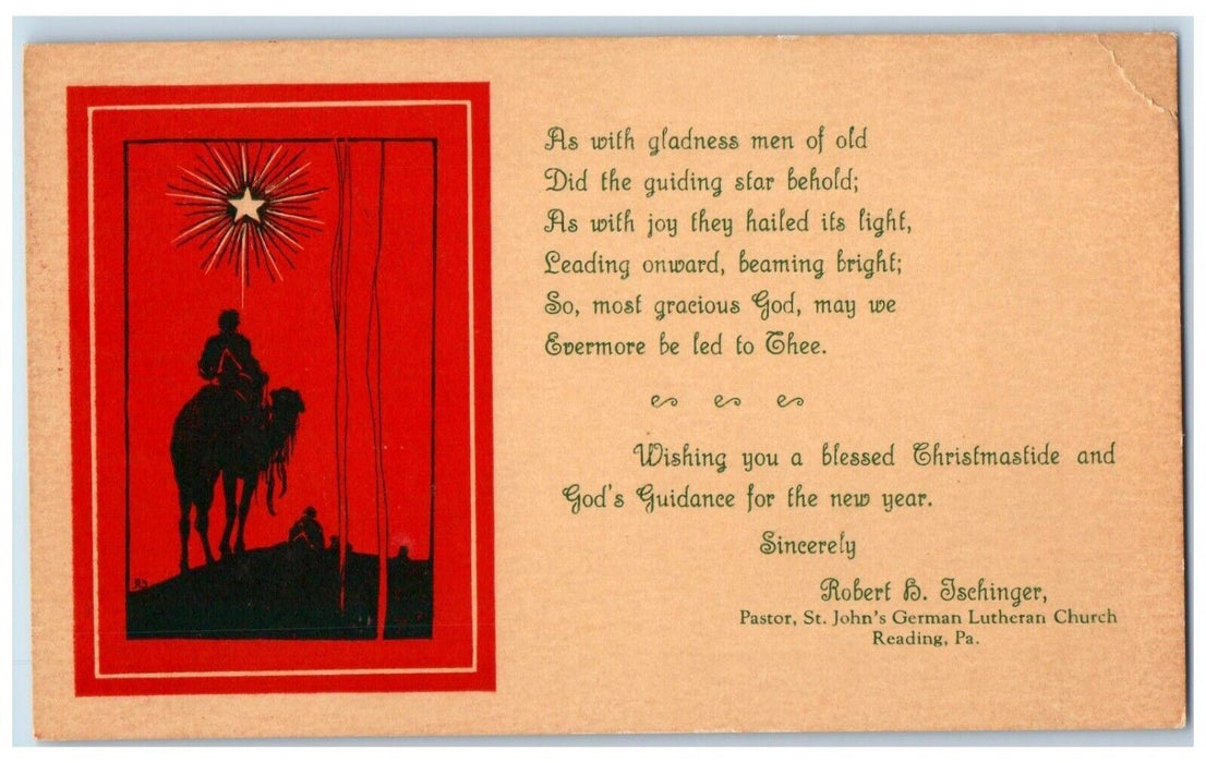Christmas Message Festival Sunday School Church Reading PA Antique Postcard