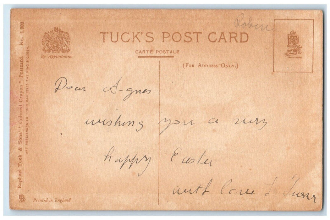 c1910's Happy Easter Holy Cross White Flowers Tuck's Posted Antique Postcard