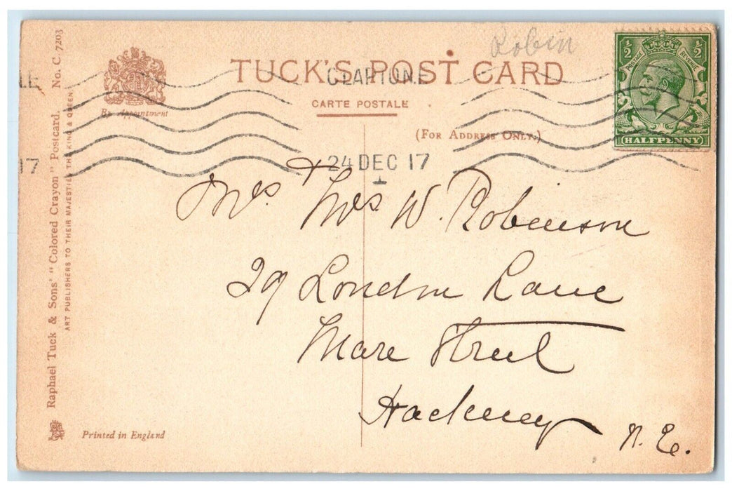 1917 Christmas The Prince Of Peace Lily Flowers Tuck's Posted Antique Postcard