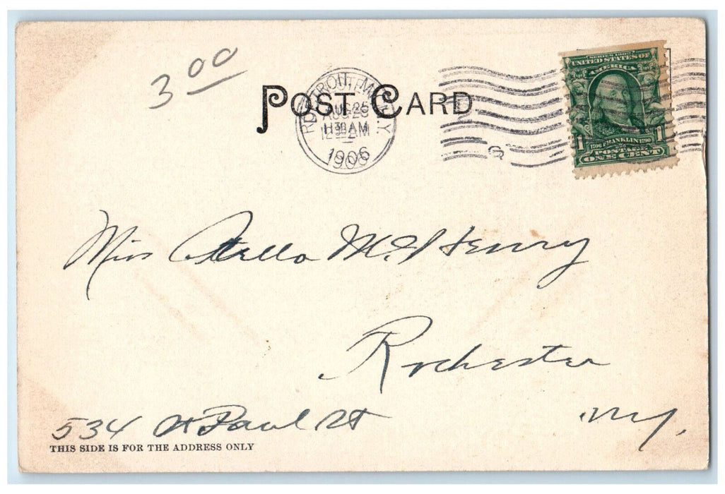 1906 Excursion Steamers Ship On The Detroit River Michigan MI Antique Postcard