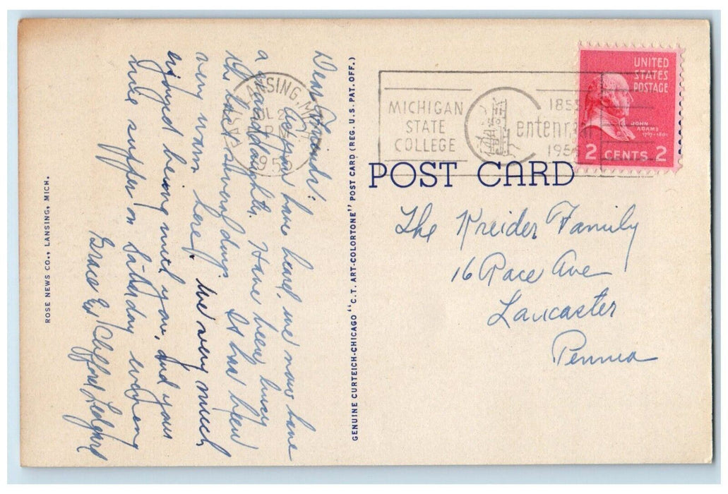 1955 East Shaw Hall West Shaw Hall Michigan State College Michigan Postcard