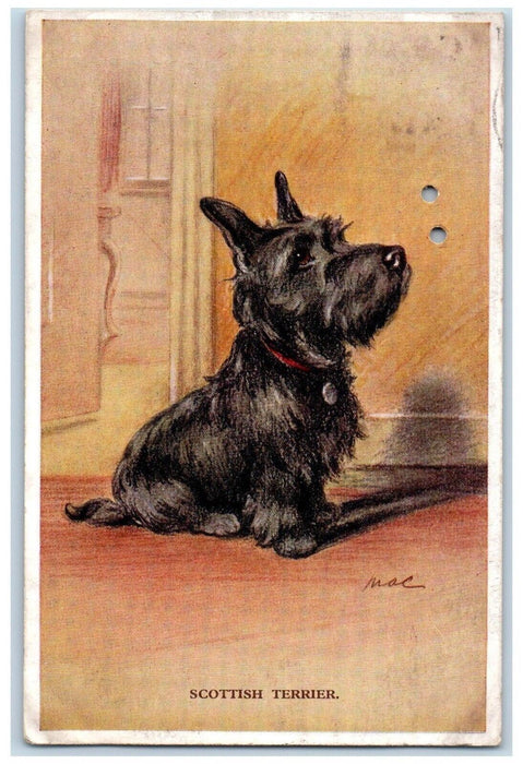 1937 Scottish Terrier Dog Battersea Ontario Canada Posted Vintage Postcard