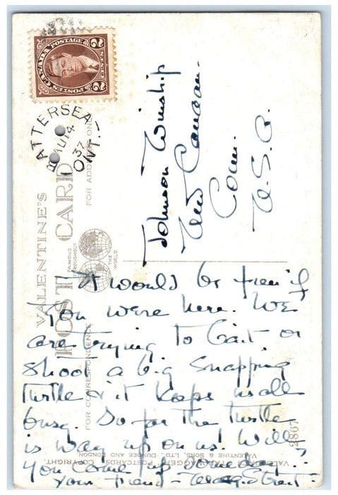 1937 Scottish Terrier Dog Battersea Ontario Canada Posted Vintage Postcard