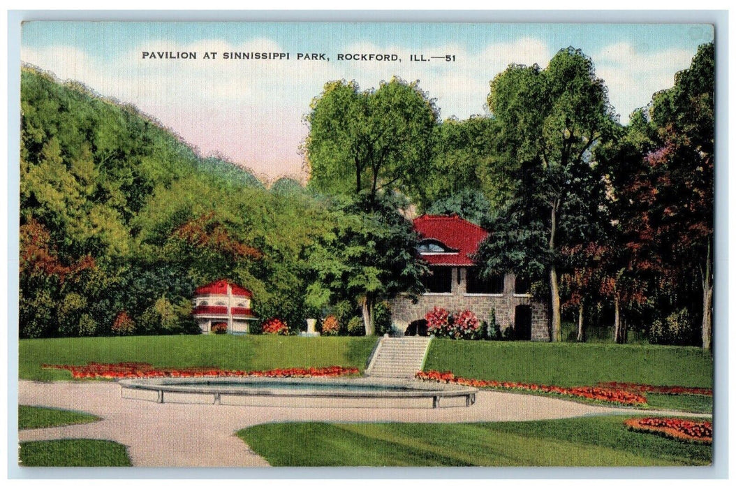1943 Pavilion Sinnissippi Park Rockford Illinois Lancaster Pennsylvania Postcard