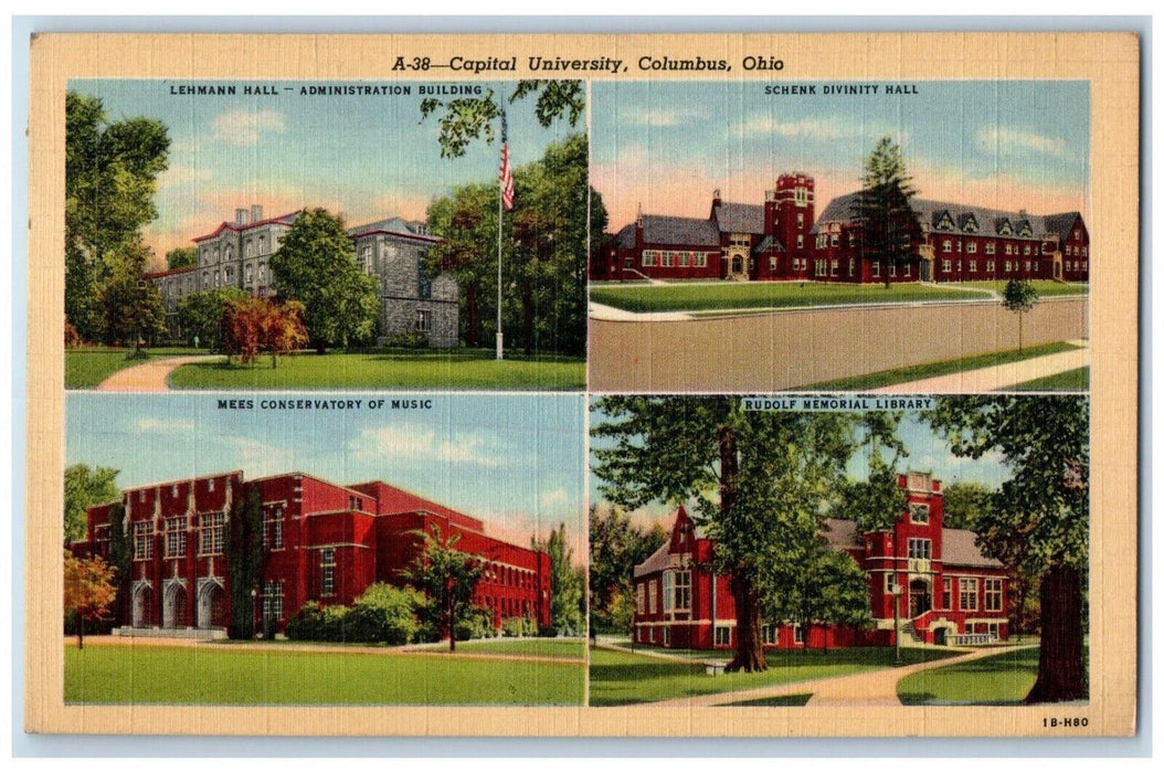 1943 Capital University Multi-View Columbus Ohio OH Vintage Antique Postcard