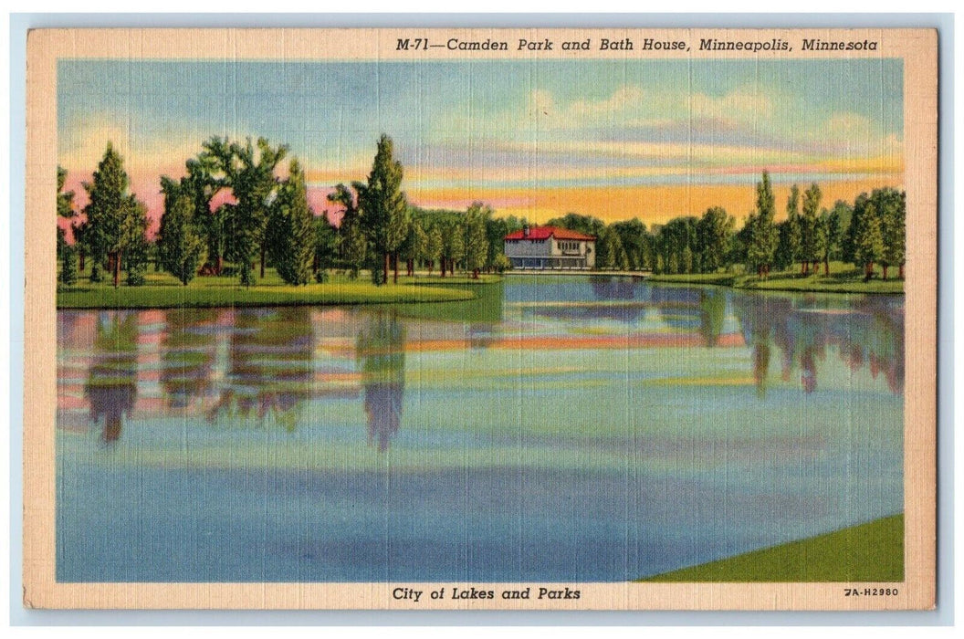 1942 Scenic View Camden Park Bath House Minneapolis Minnesota Vintage Postcard