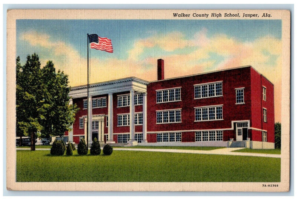 1940 Exterior View Walker County High School Building Jasper Alabama AL Postcard