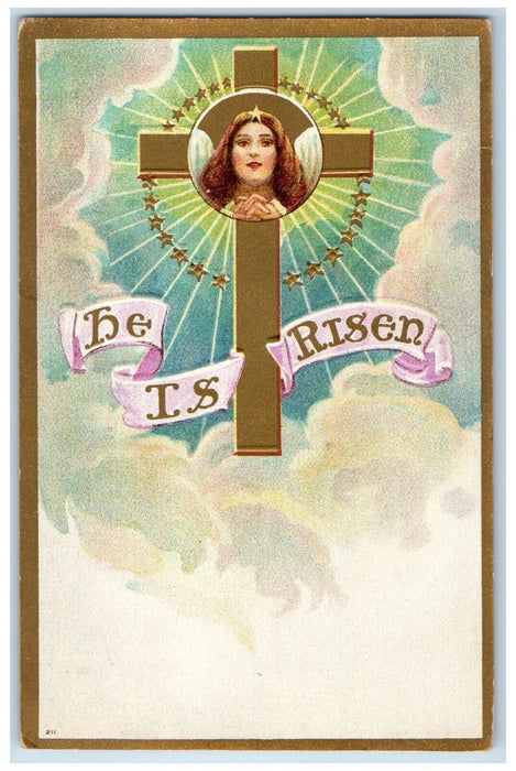 1910 Easter Holy Cross He Is Risen Unity New Hampshire NH Antique Postcard