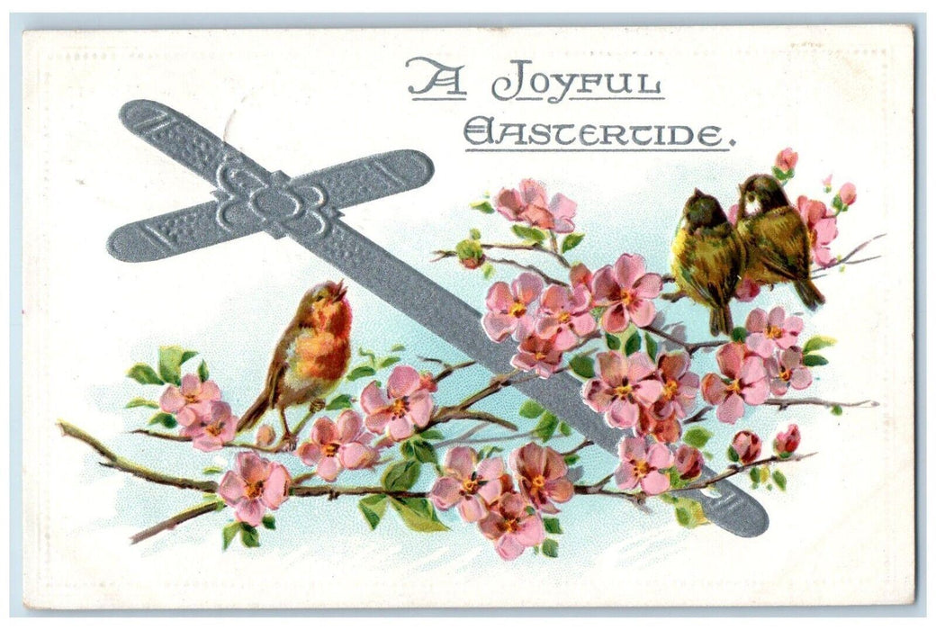 1909 Eastertide Holy Cross Song Birds Flowers Embossed Tuck's Canada Postcard
