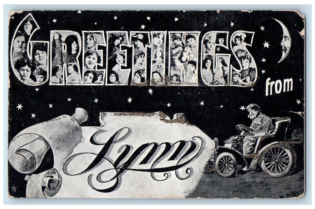 1907 Greetings From Lynn Multiview Ladies Large LettersMassachusetts Postcard