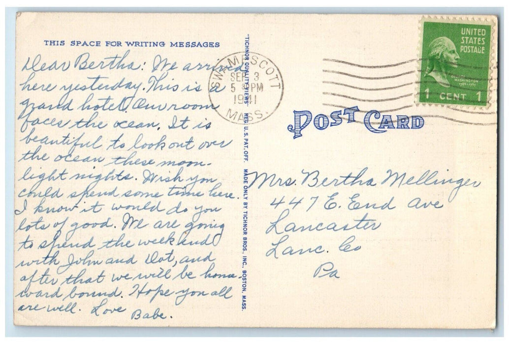 1941 Overlooking New Ocean House Swampscott Massachusetts MA Vintage Postcard