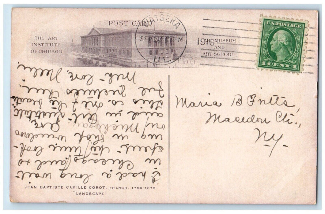 1916 Art Institute Chicago Museum Art School Illinois Vintage Antique Postcard