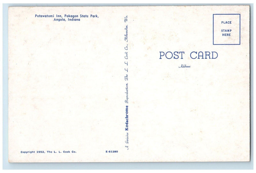 c1960 Potawatomi Inn Pokagon State Park Angola Indiana Antique Vintage Postcard