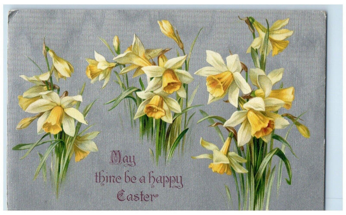 1909 Happy Easter Flowers Winsch Back East Unity New York NY Antique Postcard