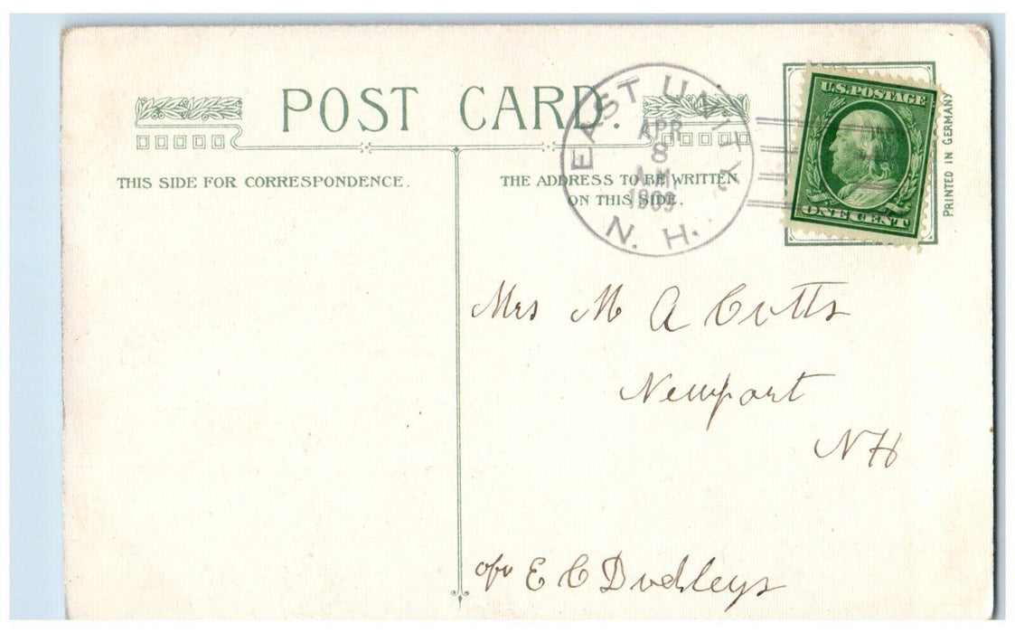 1909 Happy Easter Flowers Winsch Back East Unity New York NY Antique Postcard