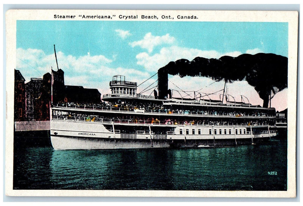 c1920's Steamer Americana Crystal Beach Ontario Canada Antique Postcard