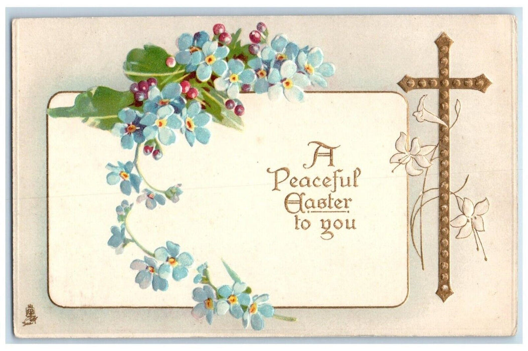 c1910's Easter Holy Cross Flowers Tuck's Embossed Posted Antique Postcard