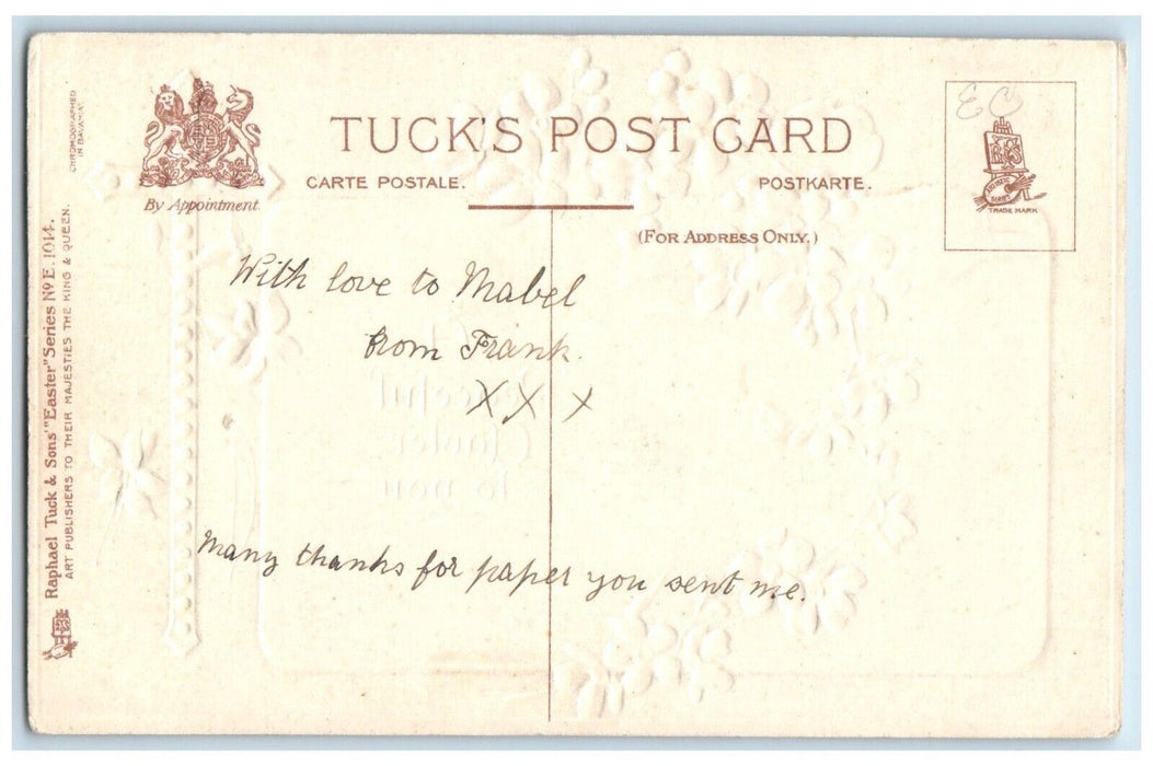 c1910's Easter Holy Cross Flowers Tuck's Embossed Posted Antique Postcard