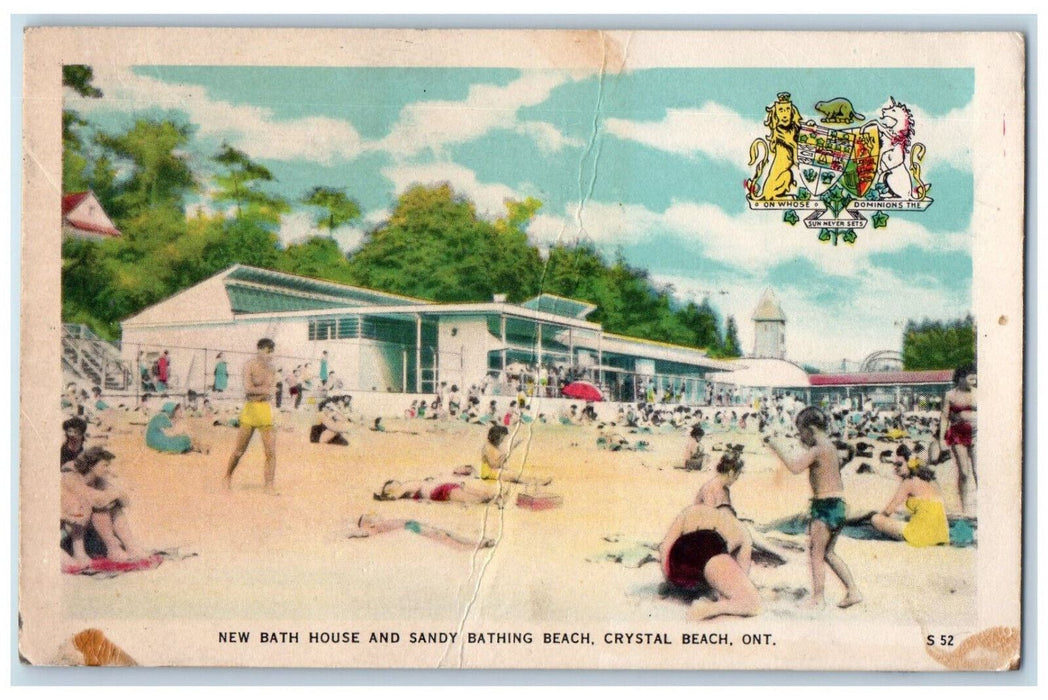 c1940's New Bath House Sandy Bathing Beach Crystal Beach Ontario Canada Postcard