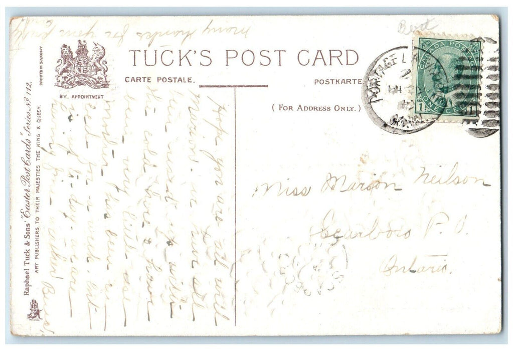 c1910's Easter Hatched Egg Pansies Flowers Tuck's Embossed Canada Postcard