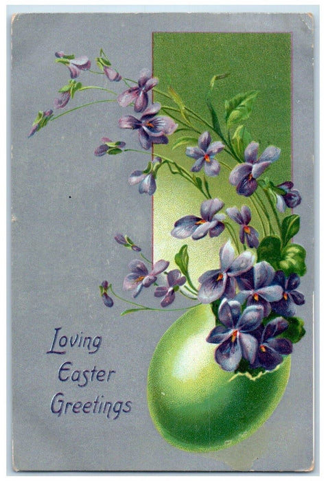 1910 Easter Greetings Flowers Hatched Egg Embossed Toronto Canada Tucks Postcard