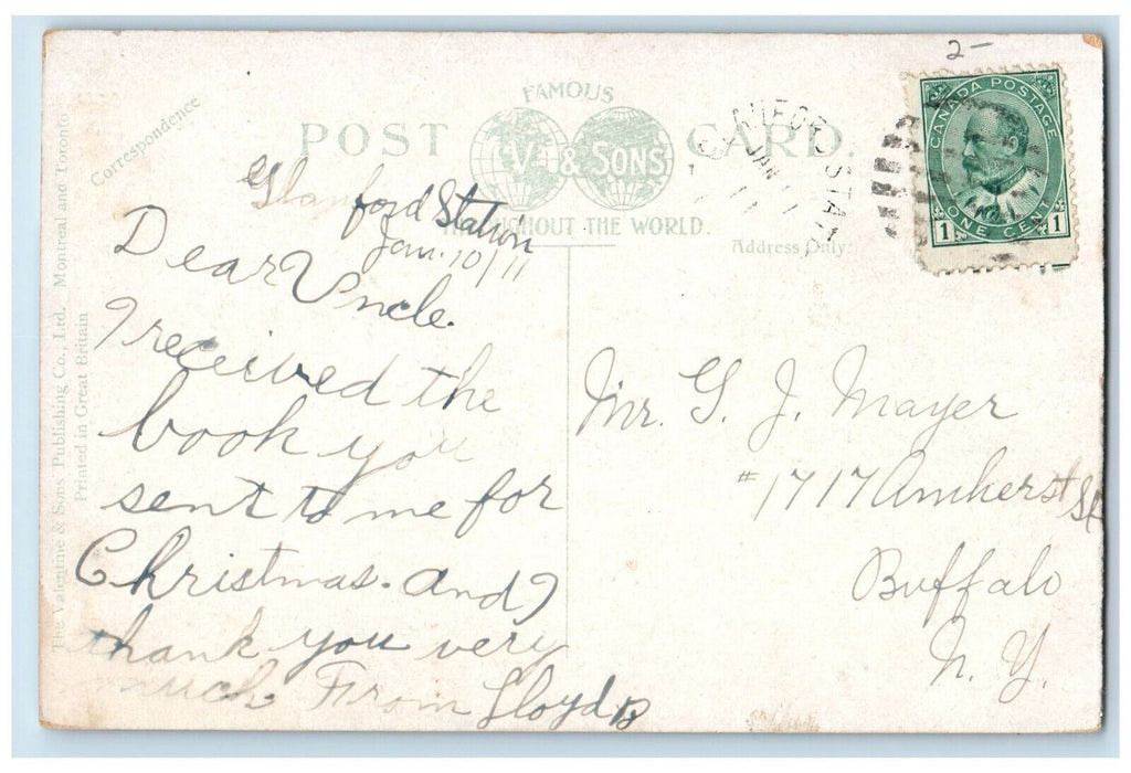1911 Dundurn Castle Hamilton Ontario Canada Valentine & Sons Postcard