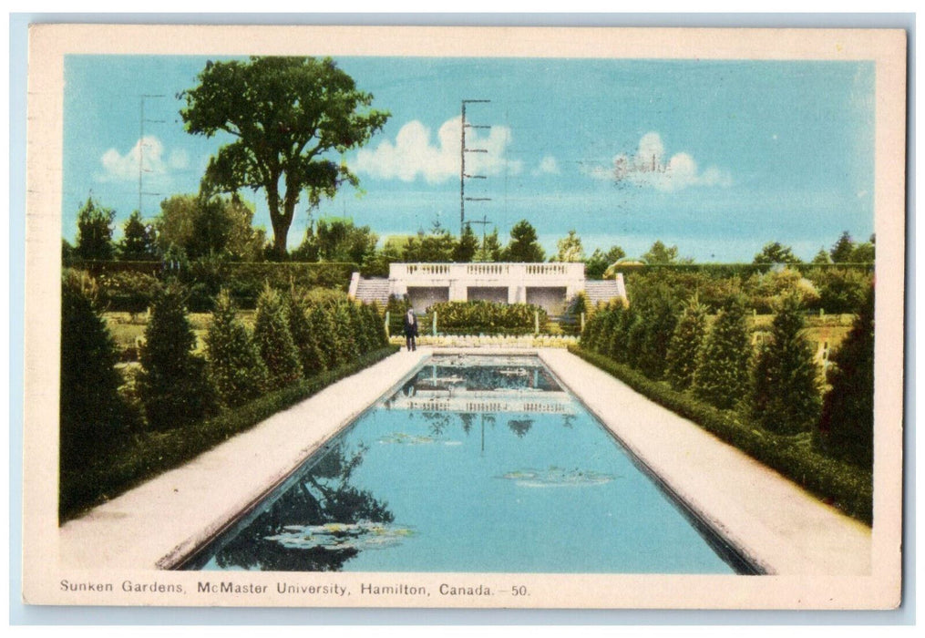 c1950's Sunken Gardens McMaster University Hamilton Canada Vintage Postcard