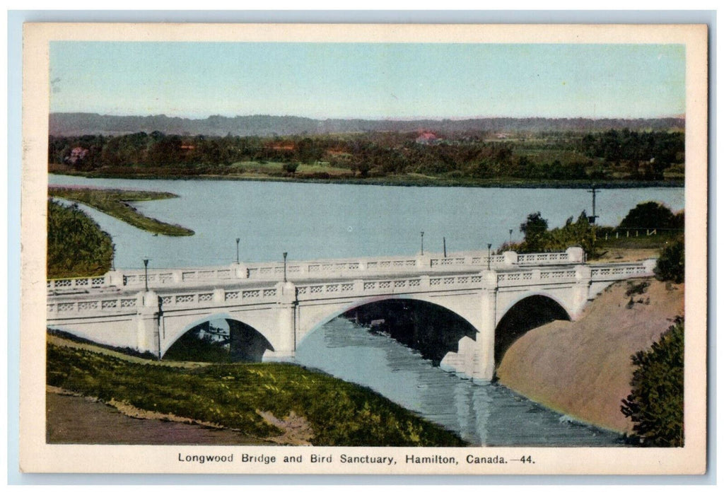 c1940's Longwood Bridge and Bird Sanctuary Hamilton Ontario Canada Postcard