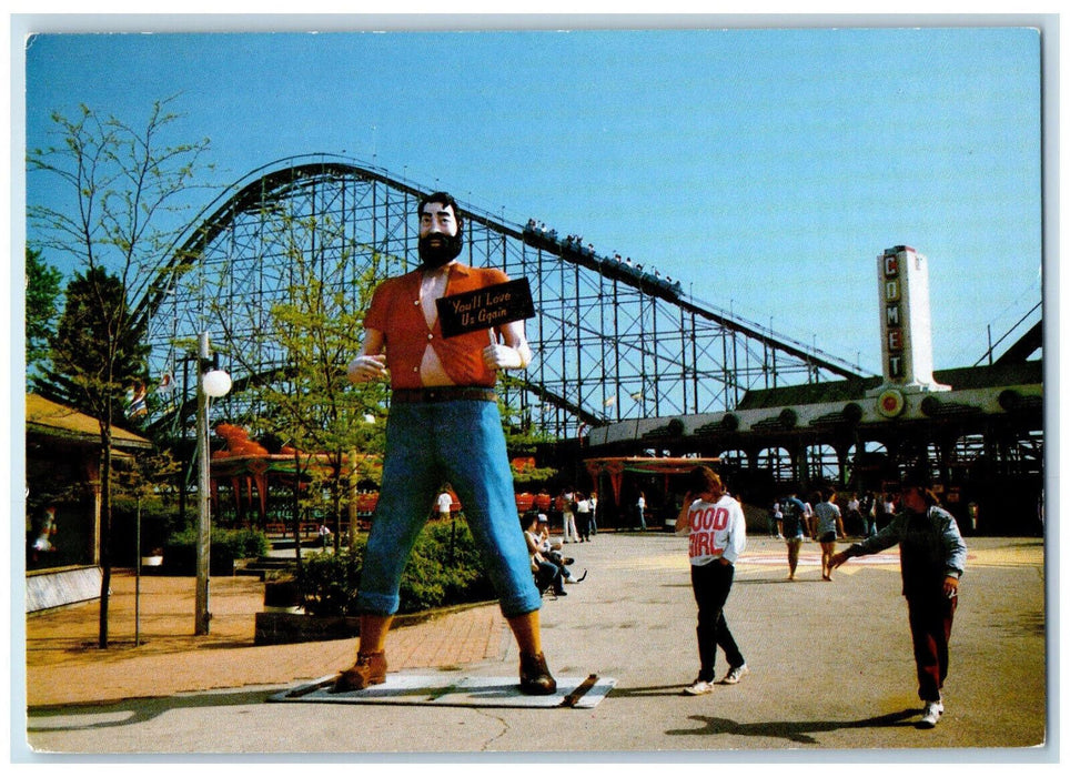 c1950's The Comet Roller Coaster Crystal Beach Amusement Park Canada Postcard