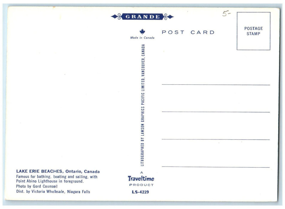 c1960's Famous for Boating Beautiful Lake Erie Beaches Ontario Canada Postcard